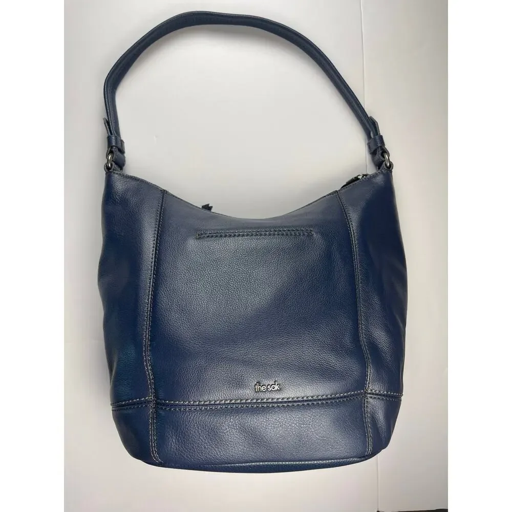 The Sak Sequoia Leather Hobo Bag Indigo/ Navy New Slouchy Pebbled Charm Boho